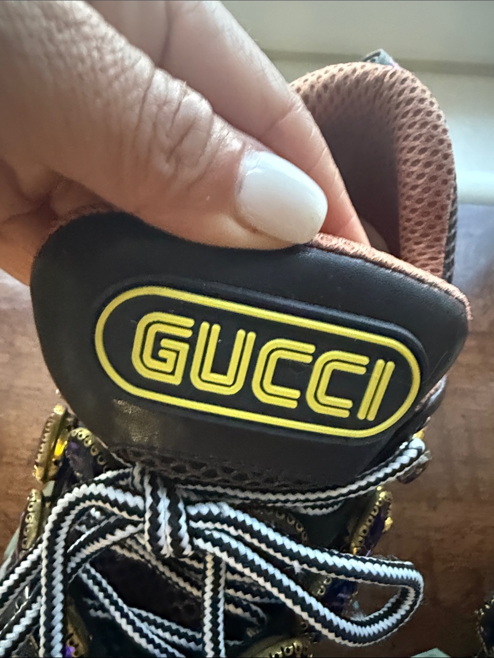 Gucci Green and Purple Jeweled Logo Sneakers - Picture 2 of 7